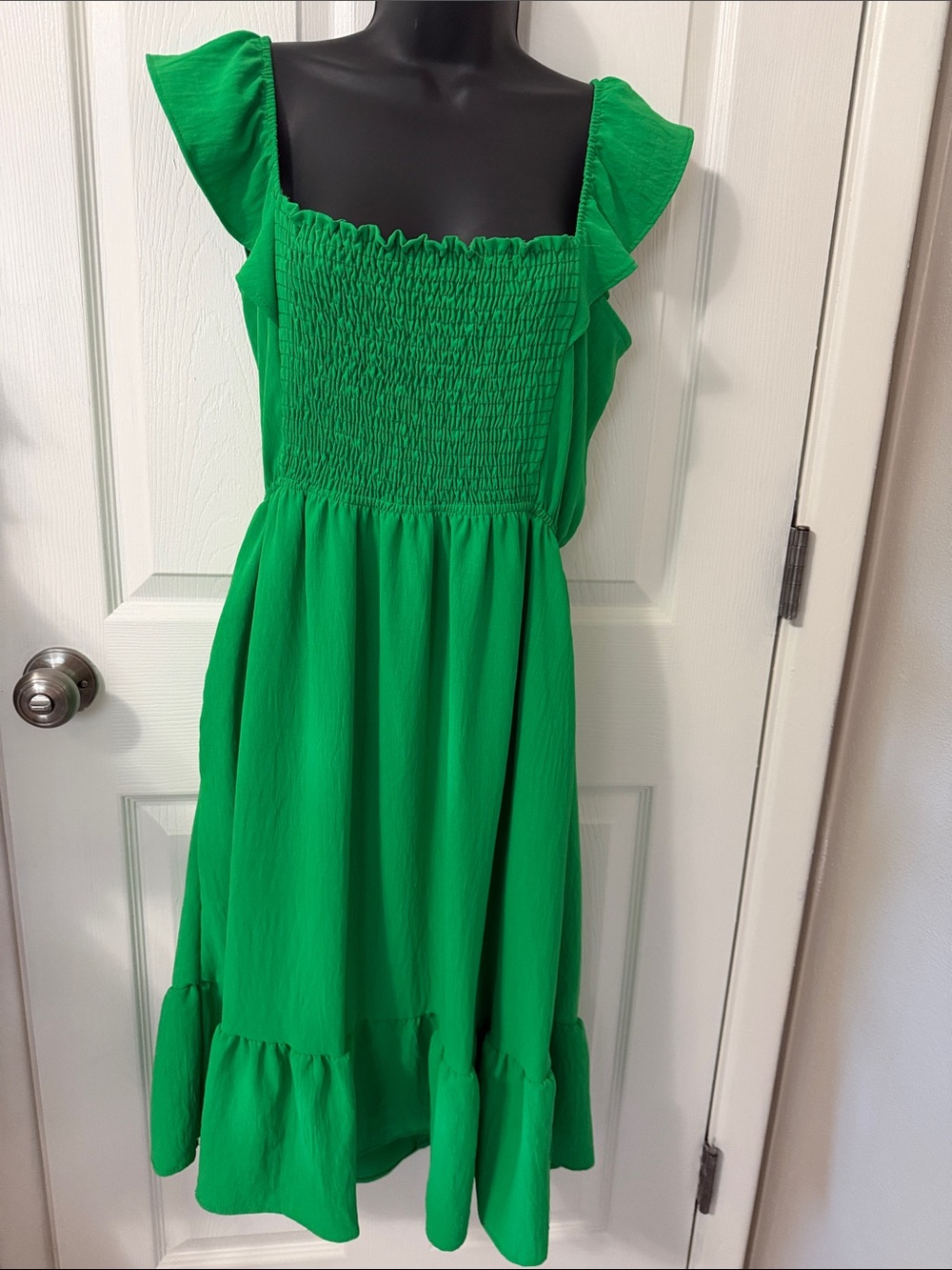 Adore Bright Green Ruffle Strap Sundress